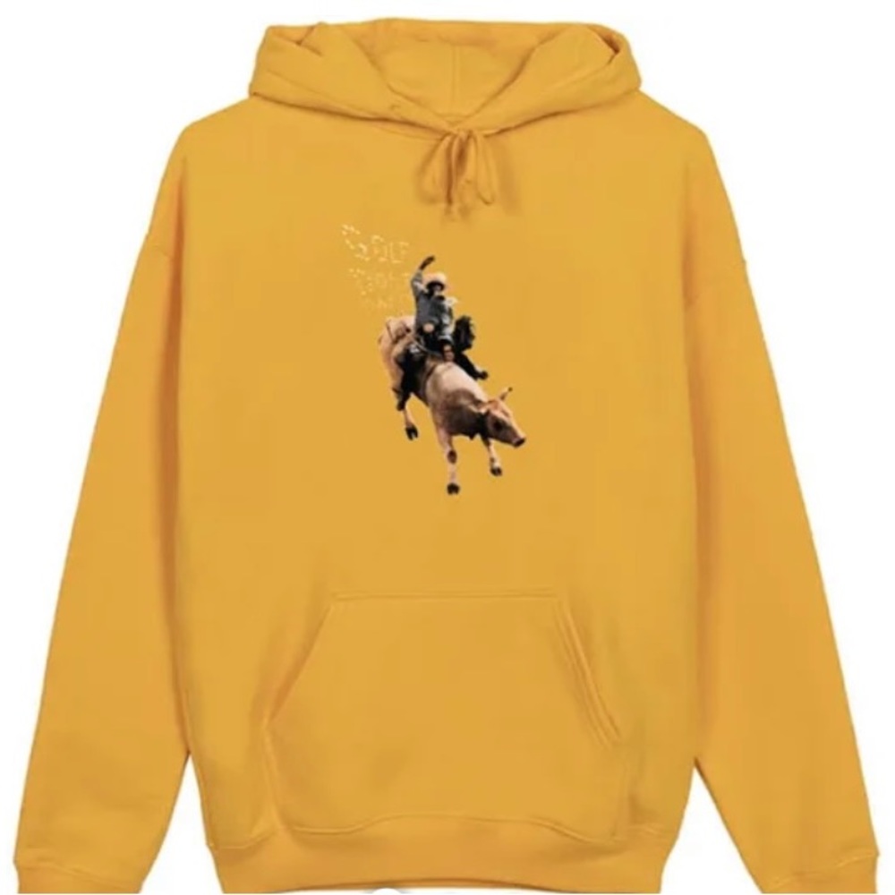 Golf Wang Yellow Pullover Hoodie with Rodeo Graphic